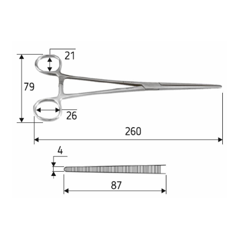Затискач судинний Rochester-Pean Delicate прямий, 26 см, J-17-707, Surgicon.